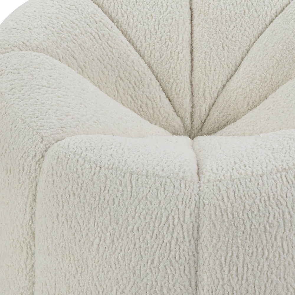 38" White and Black Sherpa Swivel Barrel Chair-4