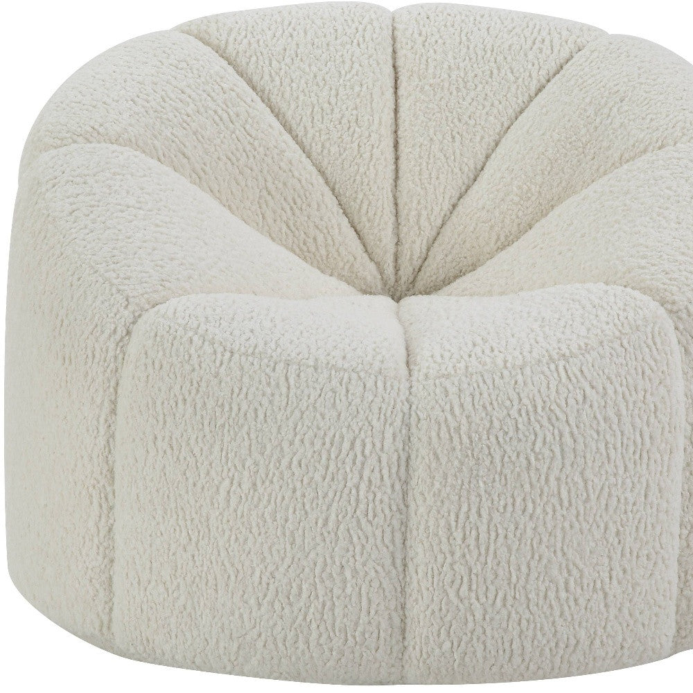 38" White and Black Sherpa Swivel Barrel Chair-3