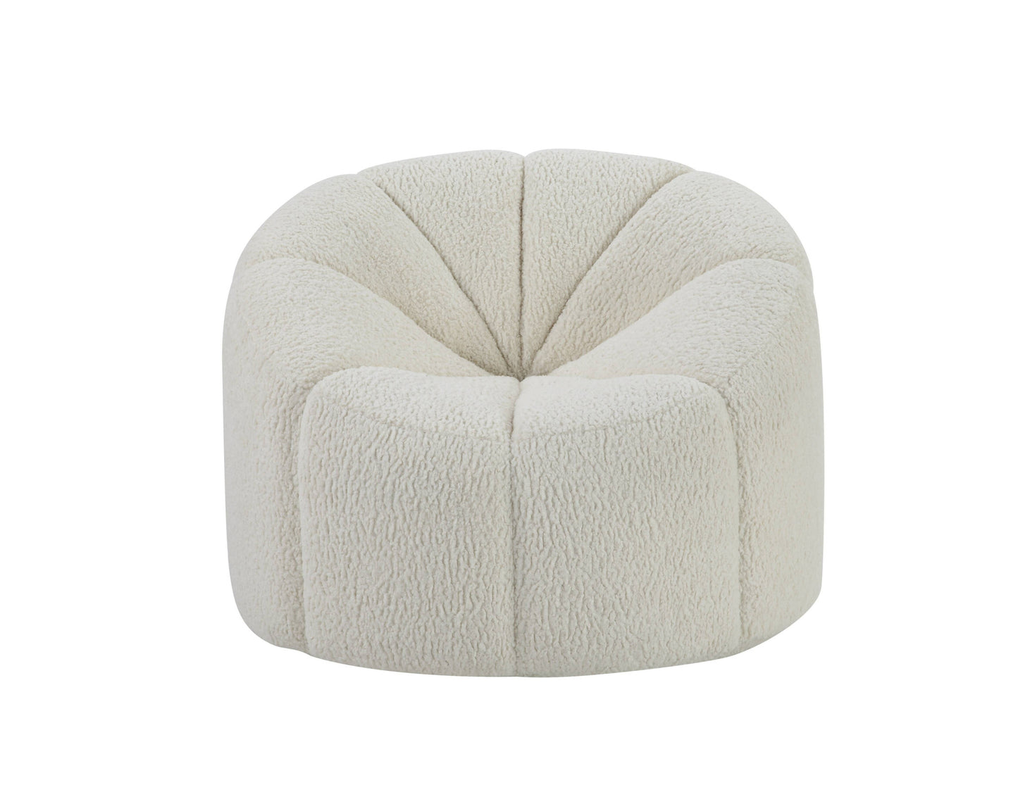 38" White and Black Sherpa Swivel Barrel Chair-1