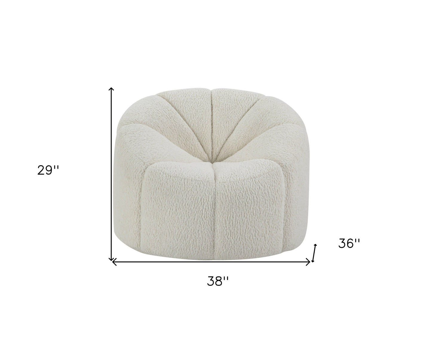38" White and Black Sherpa Swivel Barrel Chair-5