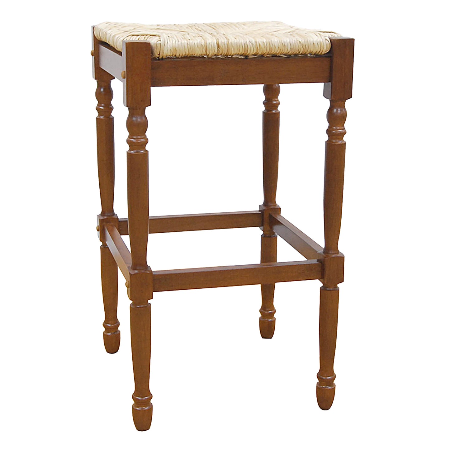 29" Natural And Brown Solid Wood Backless Bar Height Bar Chair-0