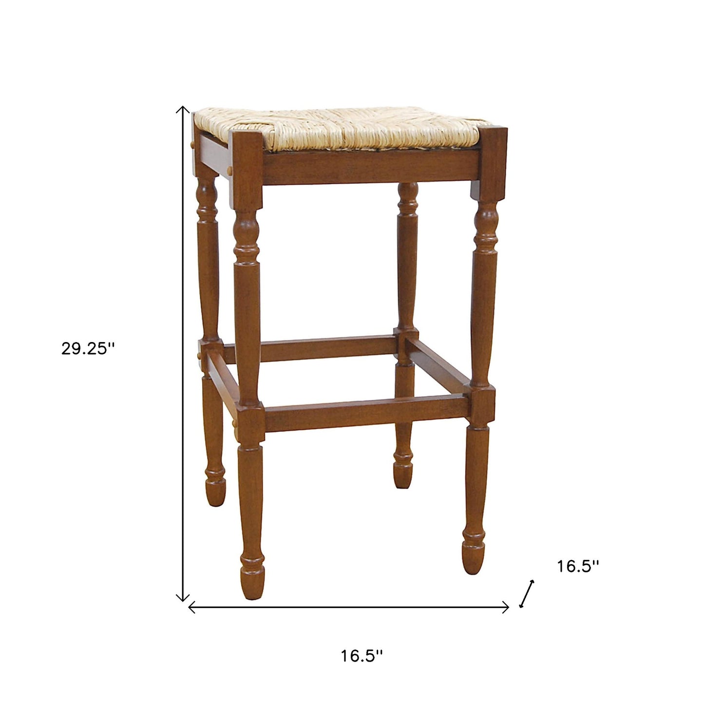 29" Natural And Brown Solid Wood Backless Bar Height Bar Chair-4