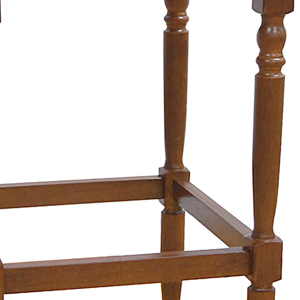 29" Natural And Brown Solid Wood Backless Bar Height Bar Chair-2