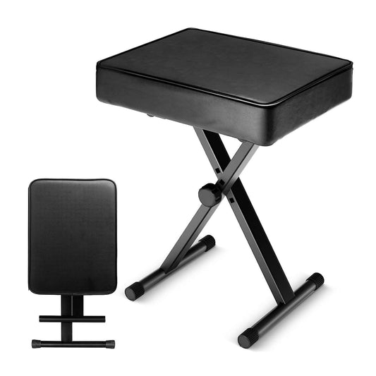 5 Core Keyboard Bench 3" Padded Cushioned Piano Stool Height Adjustable Guitar Seat Folding Portable-0