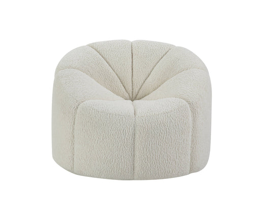 38" White and Black Sherpa Swivel Barrel Chair-0
