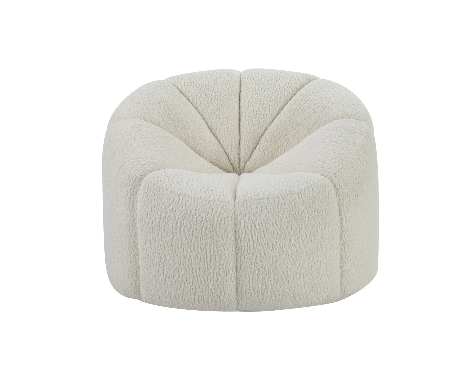 38" White and Black Sherpa Swivel Barrel Chair-1