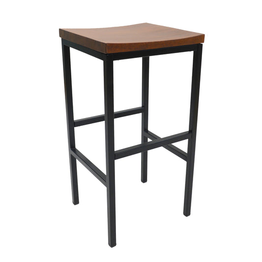 30" Chestnut And Black Steel Swivel Backless Bar Height Bar Chair-0