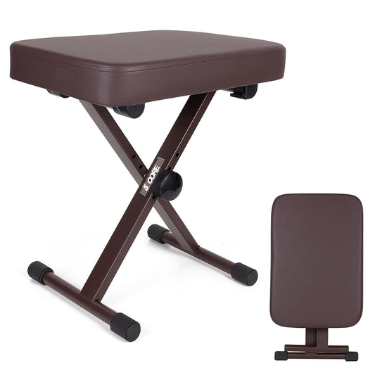 5 Core Keyboard Bench 3" Padded Cushioned Piano Stool Height Adjustable Guitar Seat Folding Portable-0